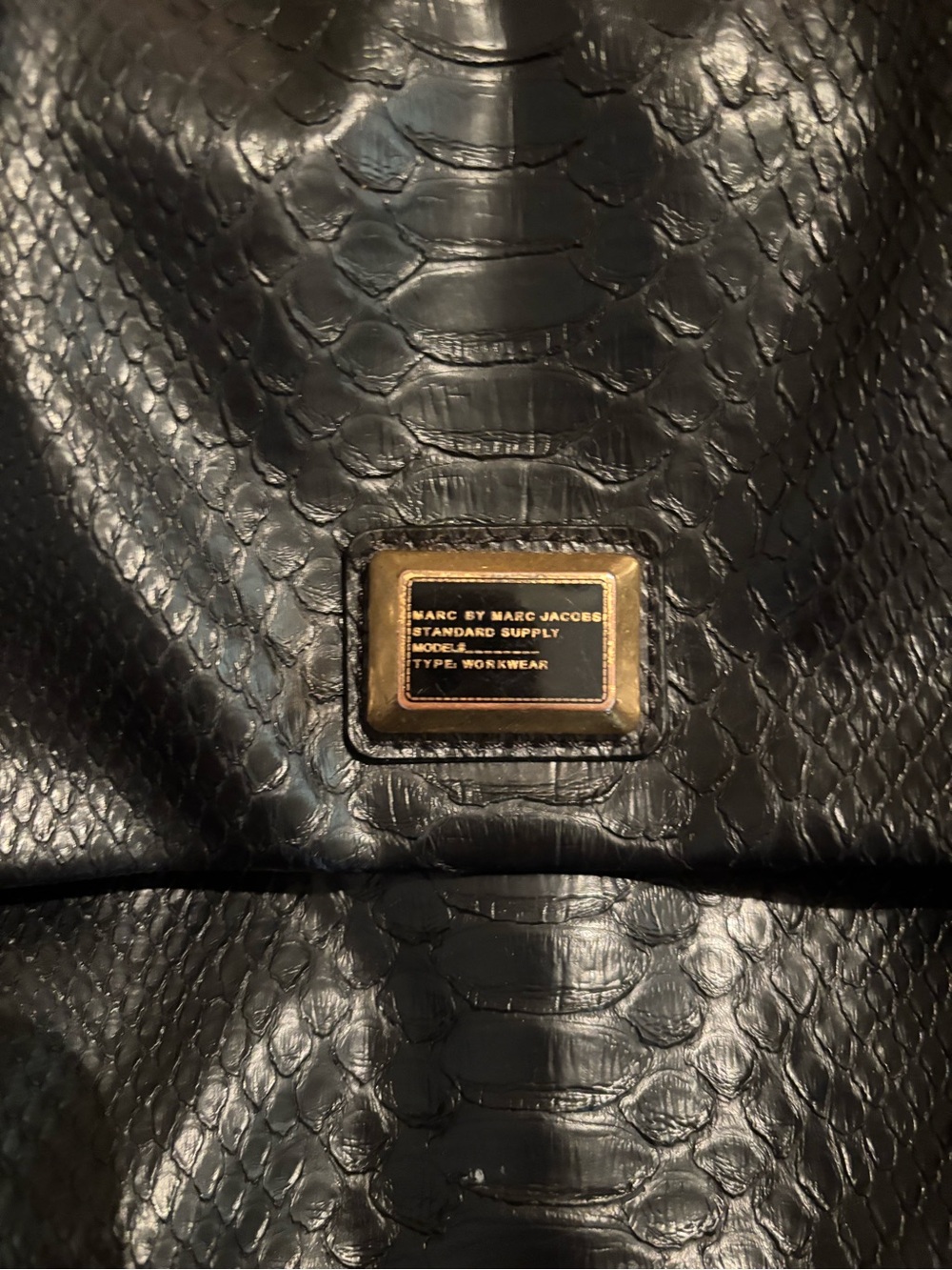 Marc by Marc Jacobs Black Textured Snake-Embossed Leather Backpack